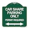 Signmission Car Share Parking Permit Required W/ Bidirectional Arrow Heavy-Gauge Alum, 18" x 18", GW-1818-24288 A-DES-GW-1818-24288 - alternate 1